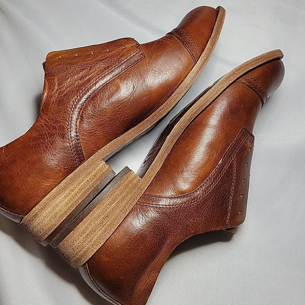 Kork-Ease Rori Oxford Shoe Women Tan Rum Leather Cap Laceless Up Slip On Flat - Picture 8 of 11